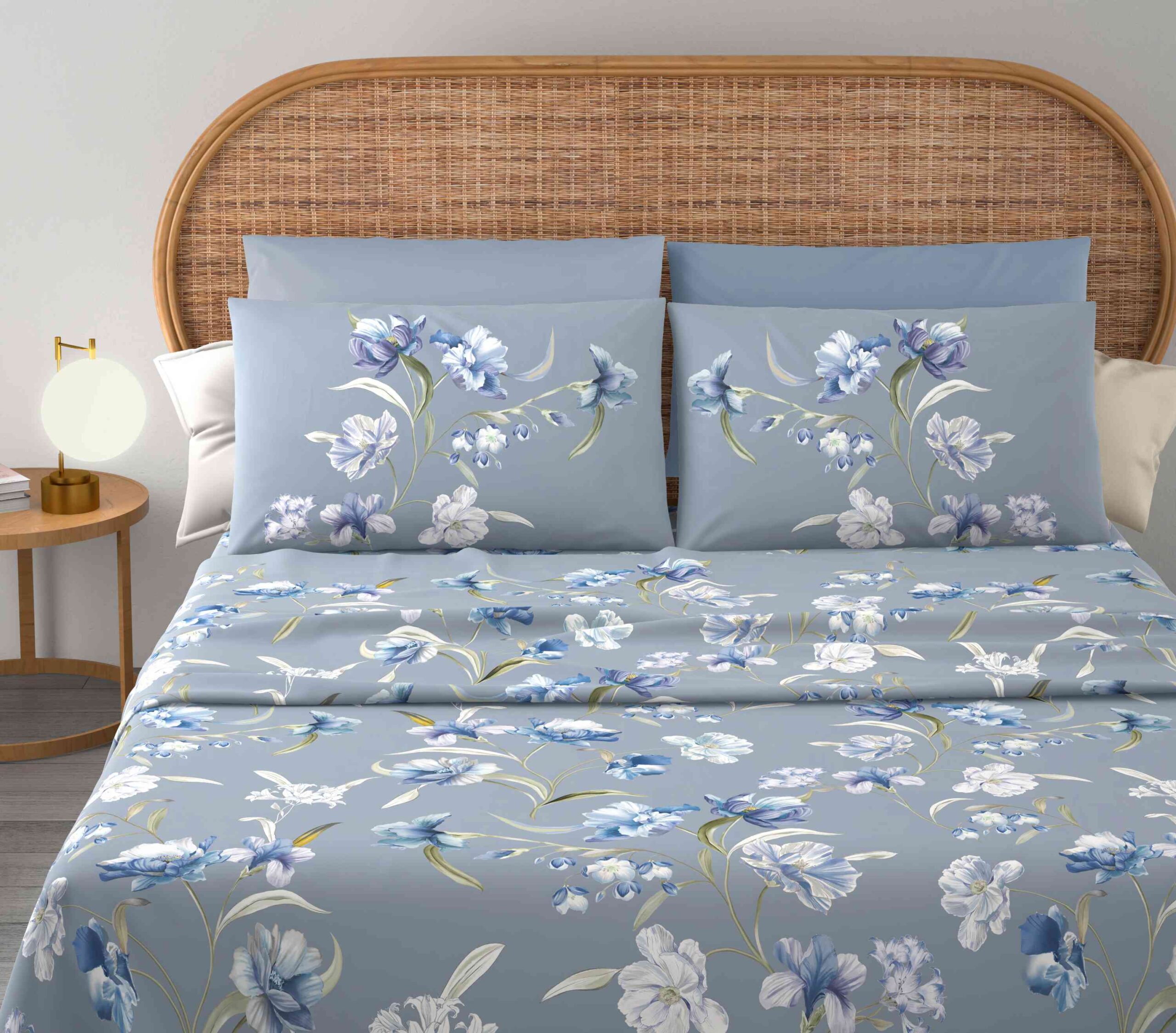 Completo letto in cotone - Iris in tinta unita - immagine 5